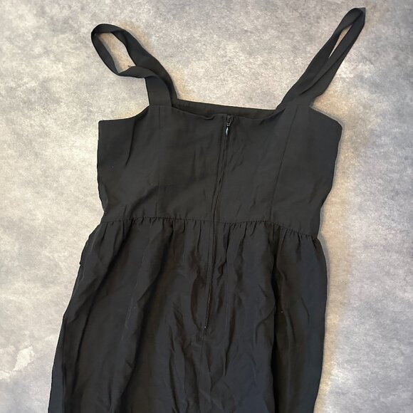 NWT H&M Conscious Black Ruffle Mini Dress Size 12 - Picture 2 of 4